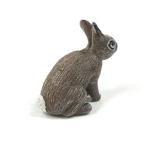 Miniature Rabbit Figurine Cold Painted Metal 1" Small Hare Bunny Realistic Bergm - Picture 3 of 8